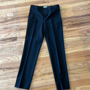 Black wool blend tapered ankle length trousers